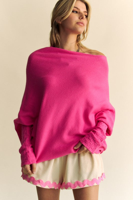 Davi & Dani Solid Color Batwing Sleeve Sweater - Brittney MADE