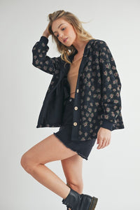Aemi + Co Floral Button Up Hooded Jacket - Brittney MADE