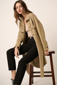 Mittoshop Acid Wash French Terry Longline Shacket - Brittney MADE