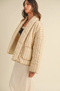 MABLE Floral Printed Quilted Open Jacket - Brittney MADE