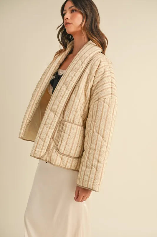 MABLE Floral Printed Quilted Open Jacket - Brittney MADE
