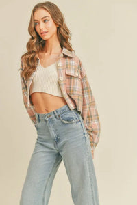 MABLE Plaid Flannel Crop Shacket - Brittney MADE
