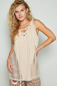 POL Lace Up Crochet Lace Tank - Brittney MADE