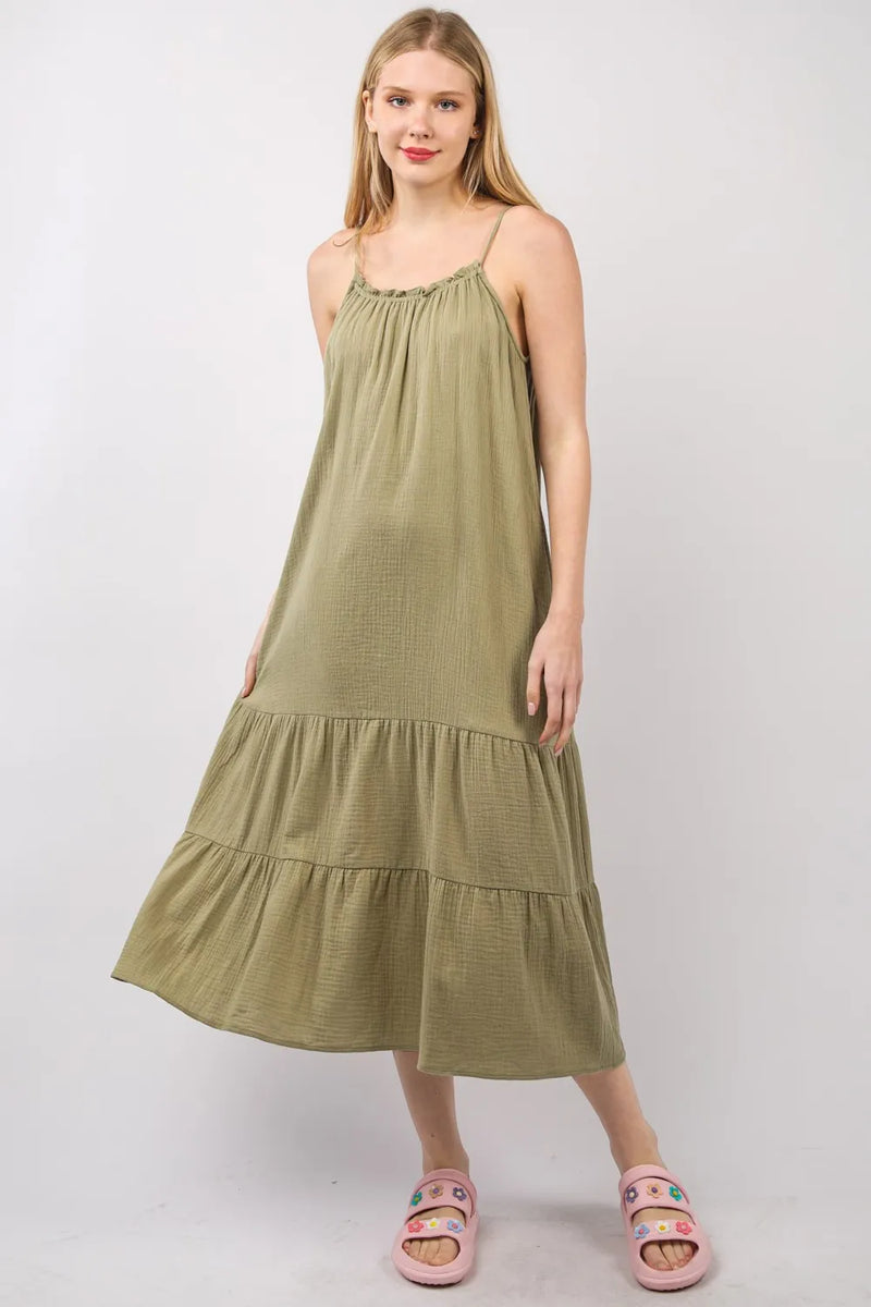 VERY J Ruffled A-Line Midi Cami Dress - Brittney MADE
