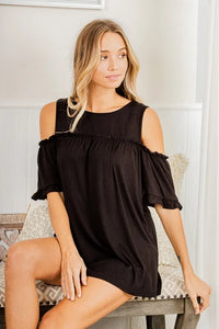 Heimish Full Size Frill Round Neck Cold Shoulder T-Shirt Plus Size - Brittney MADE