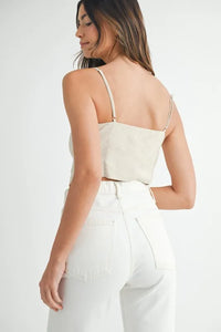 MABLE Linen Mix Button Down Tank Top - Brittney MADE