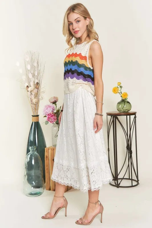 ADORA Elastic Waist Lace Midi Skirt - Brittney MADE