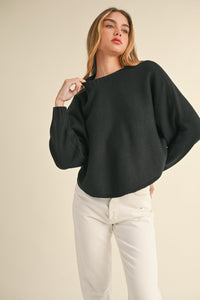 Mable Round Neck Dolman Sleeve Cropped Sweater - Brittney MADE