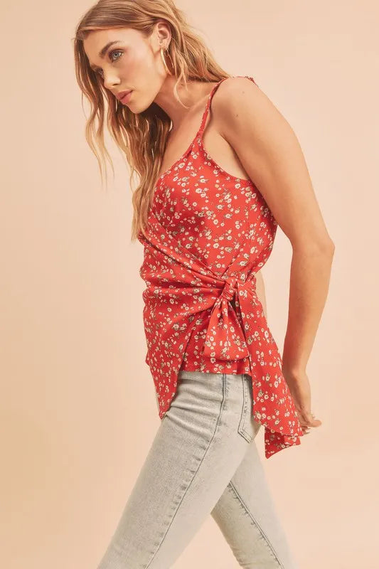 Aemi + Co Ditsy Floral Surplice Adjustable Straps Cami - Brittney MADE