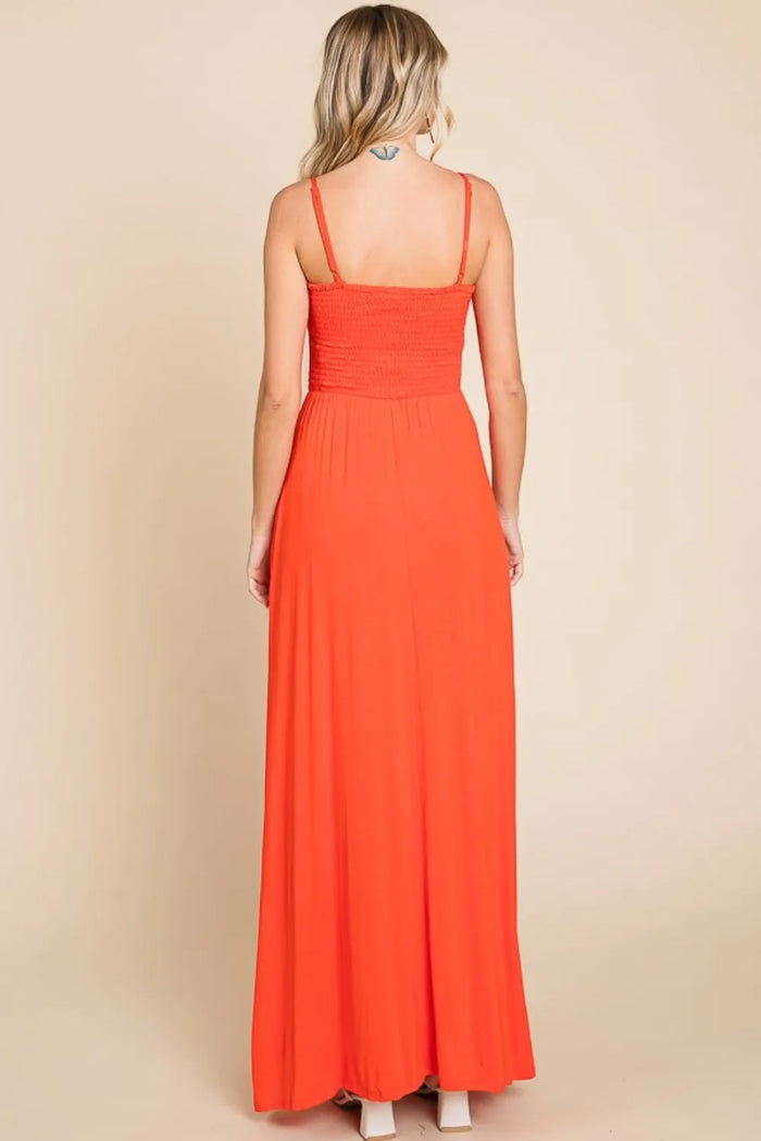 Culture Code Full Size Smocked Cami Maxi Dress with Pockets - Brittney MADE