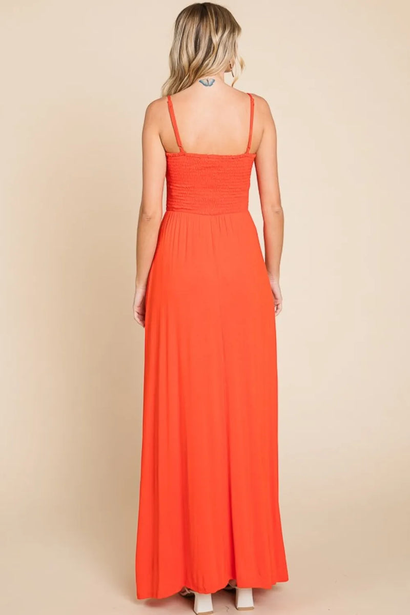 Culture Code Full Size Smocked Cami Maxi Dress with Pockets - Brittney MADE