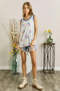 ADORA Star Print Round Neck Tank - Brittney MADE