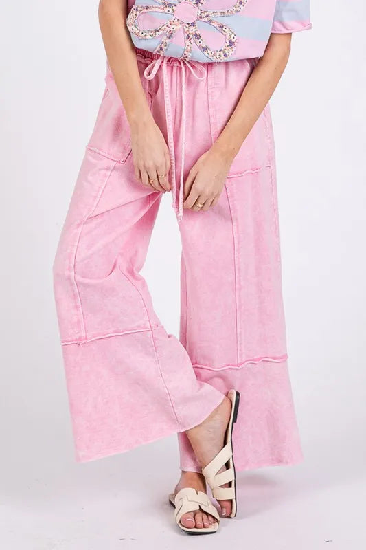 SAGE + FIG Mineral Washed Terry Wide Leg Pants - Brittney MADE