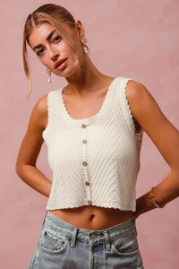 SO ME Chevron Pattern Buttoned Front Lightweight Tank Top - Brittney MADE