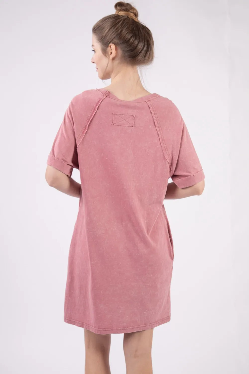 VERY J Washed Round Neck Mini Tee Dress - Brittney MADE