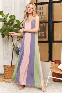 ADORA Color Block Sleeveless Maxi Cami Dress - Brittney MADE