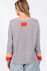 SAGE + FIG Color Block Waffle Knit T-Shirt - Brittney MADE