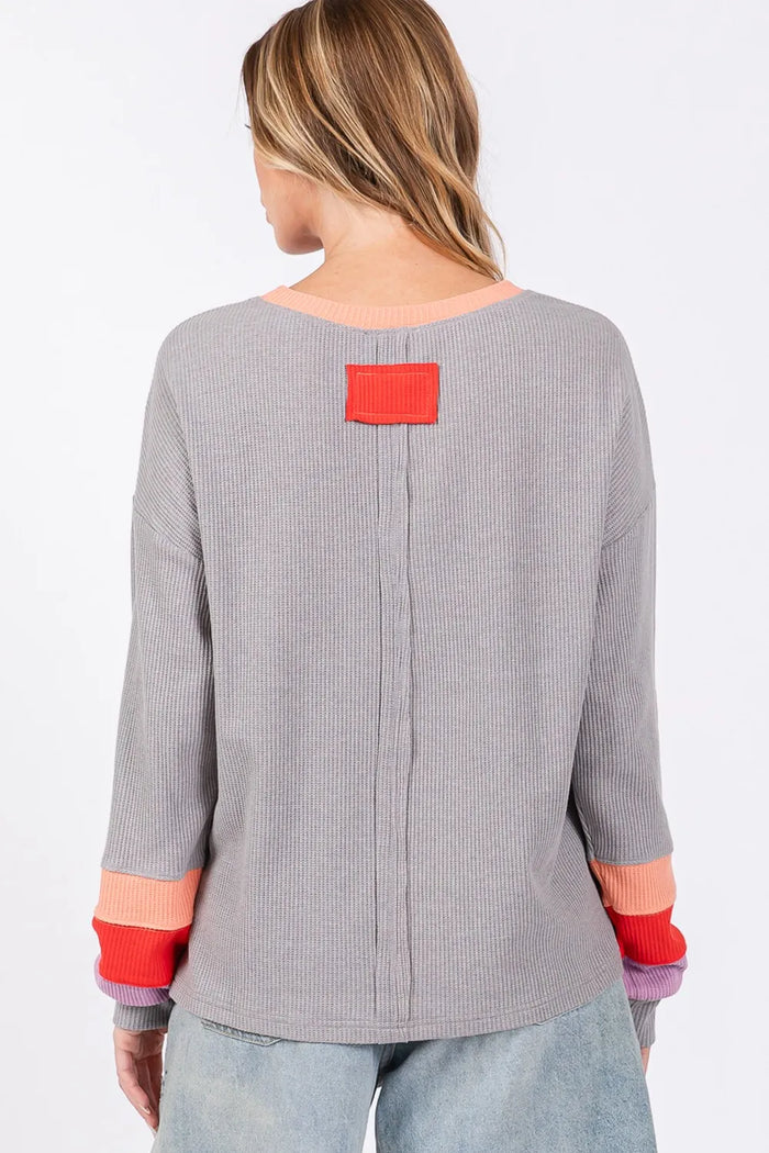 SAGE + FIG Color Block Waffle Knit T-Shirt - Brittney MADE