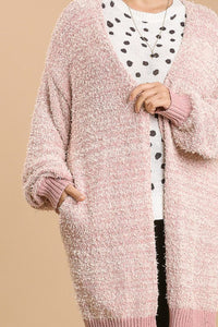 Umgee Full Size Ribbed Hem Open Front Longline Cardigan Plus Size - Brittney MADE
