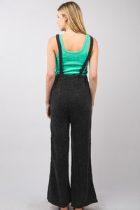 VERY J Texture Washed Wide Leg Overalls - Brittney MADE