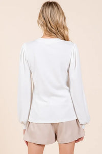 Mittoshop Round Neck Long Sleeve Rib Knit Top - Brittney MADE