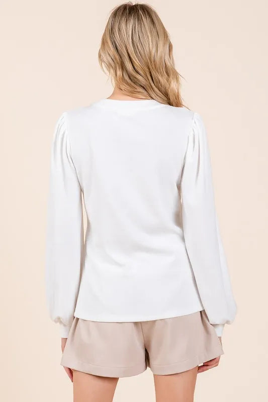 Mittoshop Round Neck Long Sleeve Rib Knit Top - Brittney MADE