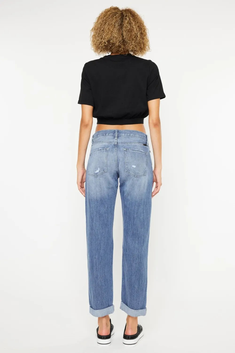 Kancan Mid Rise Distressed Straight Jeans - Brittney MADE