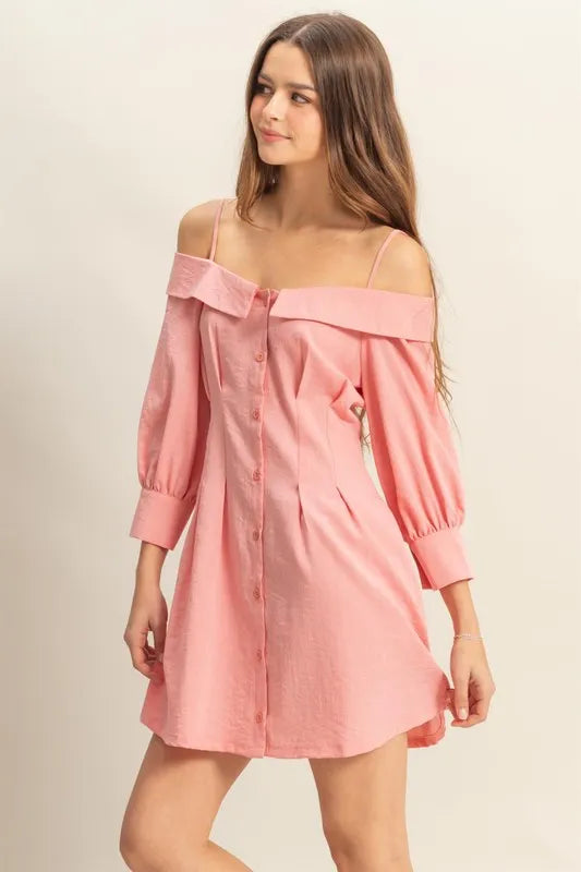 HYFVE Button Down Spaghetti Strap Mini Dress with Pockets - Brittney MADE