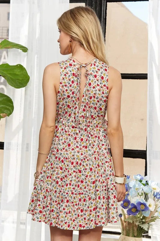 ADORA Lace Detail V-Neck Sleeveless Mini Dress - Brittney MADE
