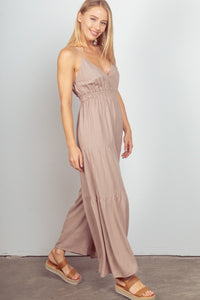 VERY J Sleeveless Ruched Wide Leg Jumpsuit - Brittney MADE