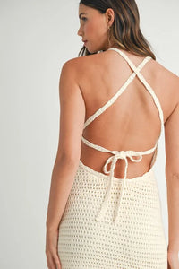 MABLE Crochet Crisscross Spaghetti Strap Mini Dress - Brittney MADE