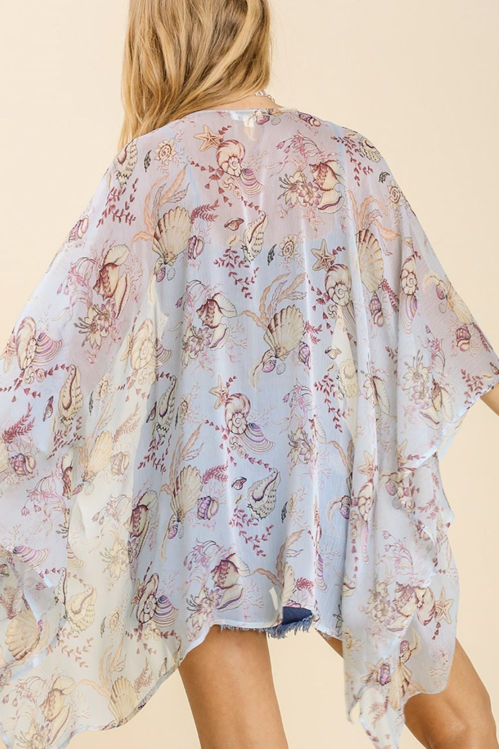 Umgee Full Size Sheer Mixed Print Kimono with Side Slit Plus Size - Brittney MADE