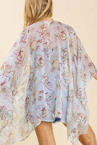 Umgee Full Size Sheer Mixed Print Kimono with Side Slit Plus Size - Brittney MADE