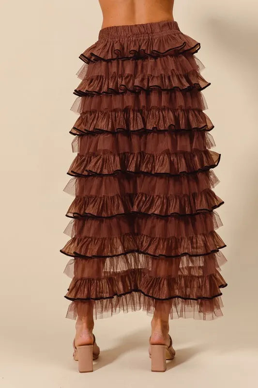 SO ME Layered Ruffled Tulle Maxi Skirt - Brittney MADE