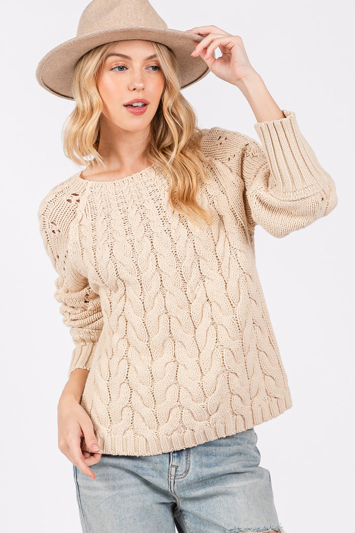 SAGE + FIG Cable-Knit Long Sleeve Sweater - Brittney MADE