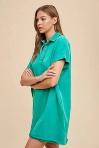 Annie Wear Mineral Washed Johnny Collar Short Sleeve Dress - Brittney MADE