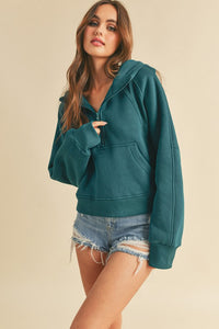 Aemi + Co Half Zip Raglan Sleeve Hoodie with Kangaroo Pocket - Brittney MADE