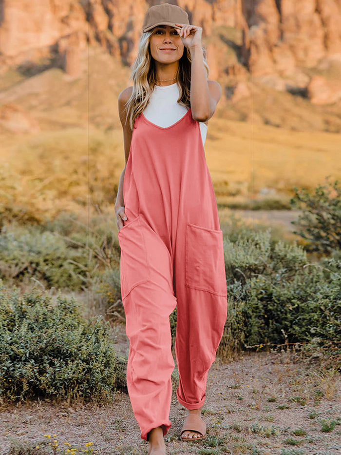 Double Take Full Size Sleeveless V-Neck Pocketed Jumpsuit - Brittney MADE