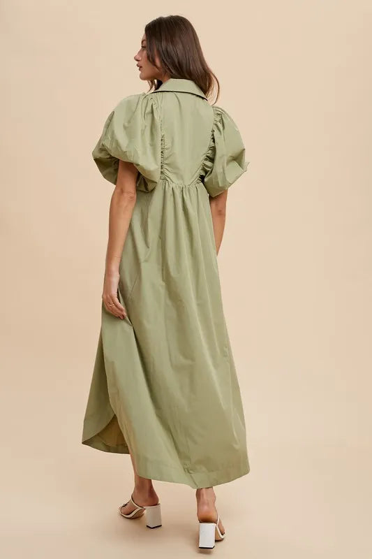 Annie Wear Smocked Puff Sleeve Midi Dress - Brittney MADE