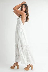 MABLE Eyelet Lace Maxi Dress with Side Strap Details - Brittney MADE