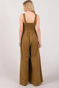 SAGE+FIG Smocked Flowy Wide Leg Jumpsuit - Brittney MADE