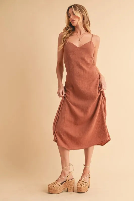 Aemi+Co Side Button Midi Cami Dress - Brittney MADE