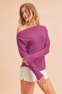 Aemi + Co One Shoulder Long Sleeve Knit Top - Brittney MADE