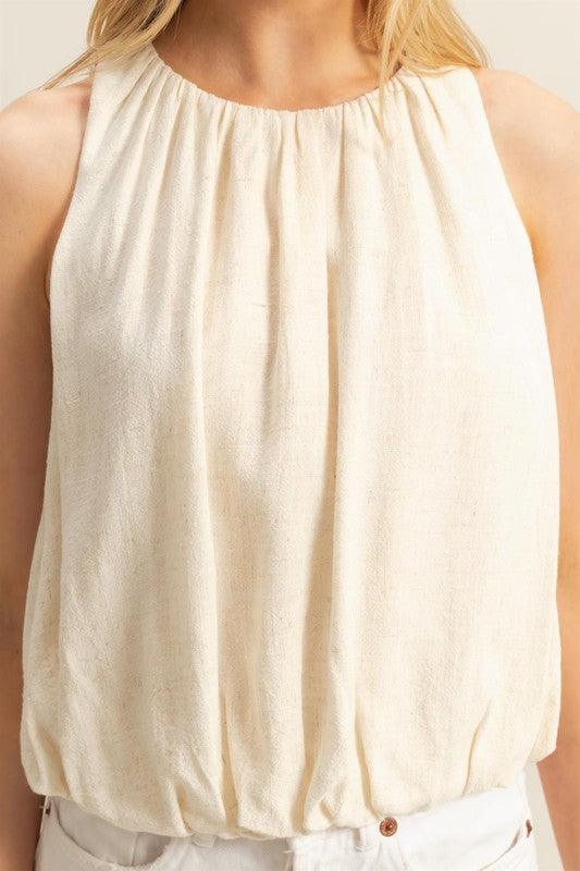 HYFVE Bubble Hem Round Neck Sleeveless Blouse - Brittney MADE