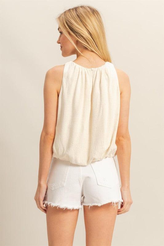 HYFVE Bubble Hem Round Neck Sleeveless Blouse - Brittney MADE