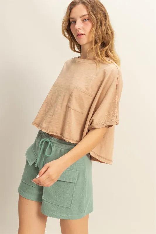 HYFVE Crew Neck Short Sleeve Boxy Cropped T-Shirt - Brittney MADE