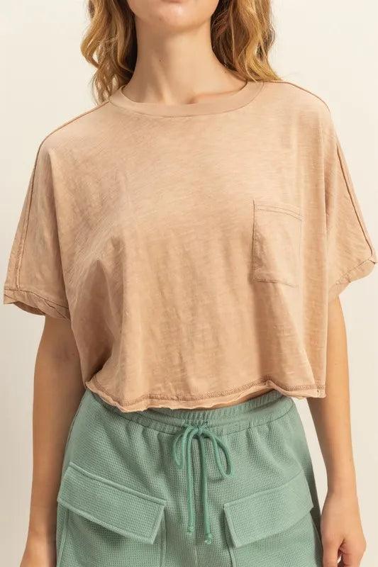 HYFVE Crew Neck Short Sleeve Boxy Cropped T-Shirt - Brittney MADE