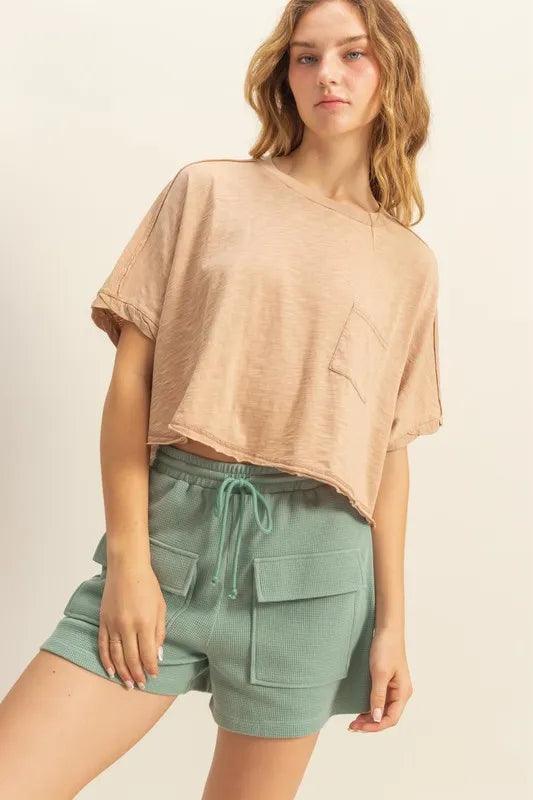 HYFVE Crew Neck Short Sleeve Boxy Cropped T-Shirt - Brittney MADE