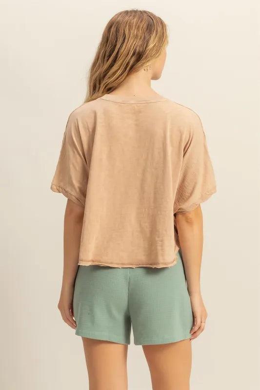 HYFVE Crew Neck Short Sleeve Boxy Cropped T-Shirt - Brittney MADE
