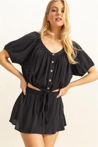 HYFVE Drawstring Hem Short Sleeve Top and Skort Set - Brittney MADE